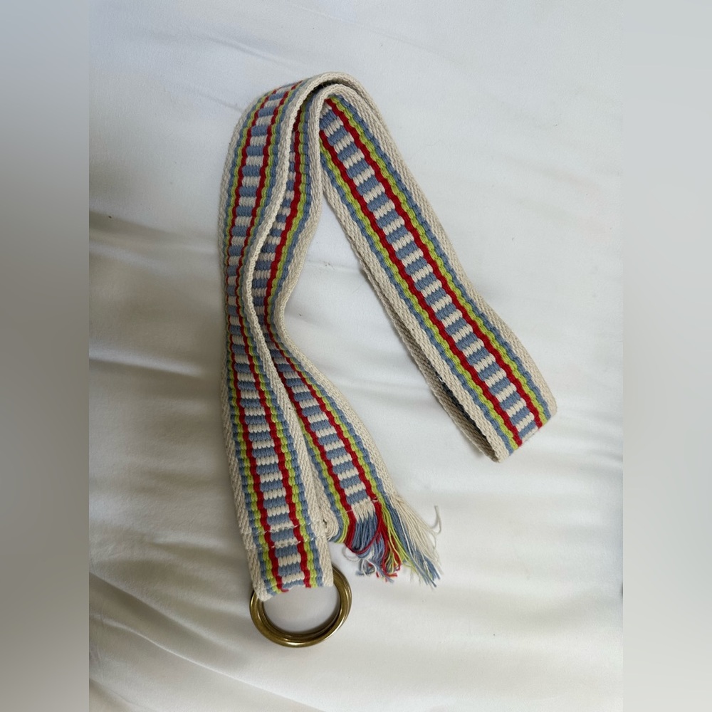 Madewell Multicolor Striped Woven Belt with Gold Ring